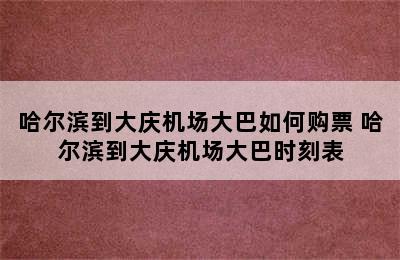 哈尔滨到大庆机场大巴如何购票 哈尔滨到大庆机场大巴时刻表